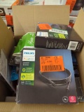 Box Lot of Assorted Items to Include, Husky 5 in 1 Digital Tire Gauge Multi tool, Hampton Bay