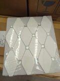 Box of 4 Ivy Hill Tile Mirage Lozenge Thassos 11.25 in. x 10.5 in. x 8 mm Marble and Glass Wall