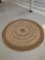VINTAGE ROUND MACHINE MADE AREA RUG, BROWN,AND GREEN, 66 1/2