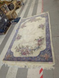 MACHINE MADE FLORAL AREA RUG , LAVENDER, PURPLE, PINK , CREAM 65