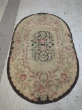 VINTAGE FLORAL MACHINE MADE AREA RUG, PINK, BROWN, CREAM 69