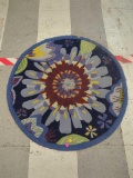 MACHINE MADE ROUND AREA RUG, RED, PURPLE, BLUE, AND GREEN, 36