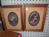Lot of 2 Transart Industries Framed Owl Prints, Approximate Dimensions - 9