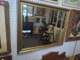 Wall Hanging Mirror with Gold Trim, Approximate Dimensions - 32