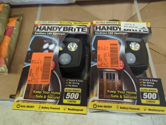 Lot of 2 HANDY BRITE 500 Lumens Multi-Location Cordless Motion-Activated Sensor LED Spotlight, Model