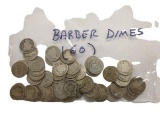 Various Dime - Barber - Worn or damaged (60 coins)
