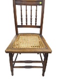 Zitatal Wooden Chair with Woven Cane Seat and Spindle Back