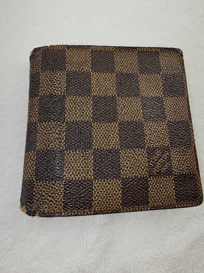 SuperClone LV Men's Wallet. Measures 4 x 4 Folded. Has some damage.