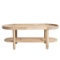 46.75 in. in Natural Oval Mango Wood Coffee Table with Cane Shelf