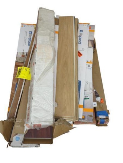 Pallet Lot of Assorted Flooring to Include, Lifeproof High Traffic Rigid Core Vinyl Plank Flooring