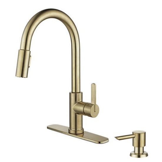 Glacier Bay Paulina Single Handle Pull Down Sprayer Kitchen Faucet with TurboSpray, FastMount and