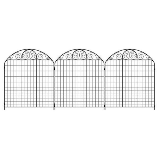 Rockdale 43.8 in. Black Steel Fence Panel (3-Pack)