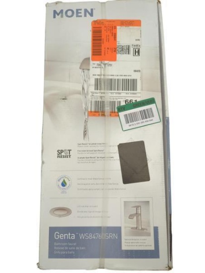 MOEN Genta Single-Handle Bathroom Faucet with Lift Rod and Optional Deckplate in Spot Resist Brushed