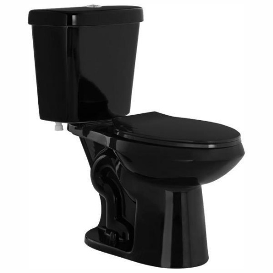 2-piece 1.1 GPF/1.6 GPF High Efficiency Dual Flush Elongated Toilet in Black, Seat Included