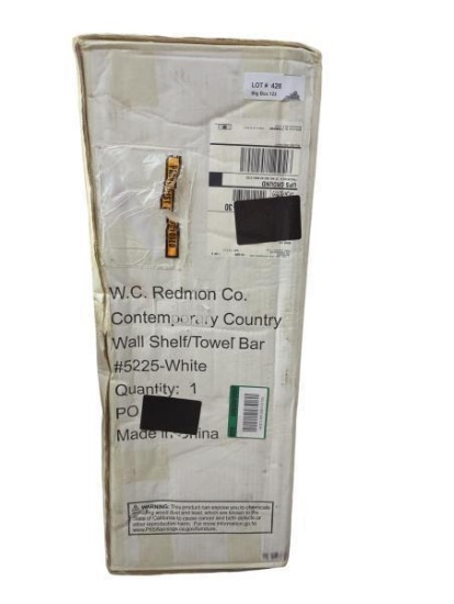 W.C. Redmon Co. Contemporary Country Wall Shelf/Towel Bar #5225-White
