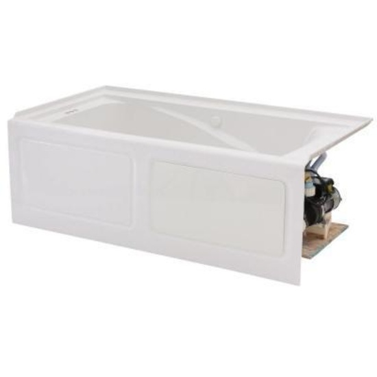 EverClean 60 in. X 32 in. Whirlpool Bathtub with Left Drain in White