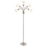 67 in. 5-Light Brushed Nickel Gooseneck Floor Lamp with White Acrylic Shades