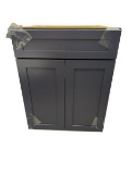 KraftMaid... Shaker Style Black Cabinet with Plastic Wrap and Shelves