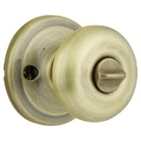 Kwikset CP730J-5 Clear Pack Juno Knob Privacy Lock with RCAL Latch and RCS Strike Antique Brass