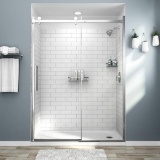 Passage 32 in. W X 72 in. H Four Piece Glue up Acrylic Alcove Shower Wall Set in White Subway Tile