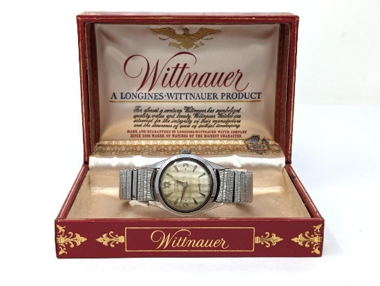 VINTAGE WITTNAUER STAINLESS STEEL 17 JEWEL AUTOMATIC WRIST WATCH WITH KREISLER STAINLESS STEEL