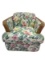 Wicker Style Floral Print Outdoor Patio Chair with Cushion 31 in x 22 in x 30 in