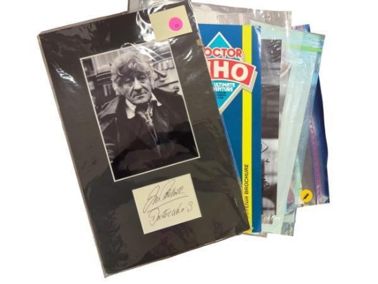 Lot of Assorted Doctor Who Items Including Signed Photos, Prints, and Souvenir Brochure