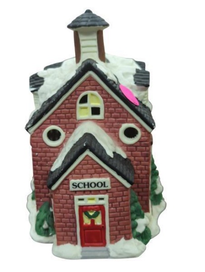 1995 Noma Ceramic Light Up Christmas School House 6.75 in x 4.5 in x 6.5 in