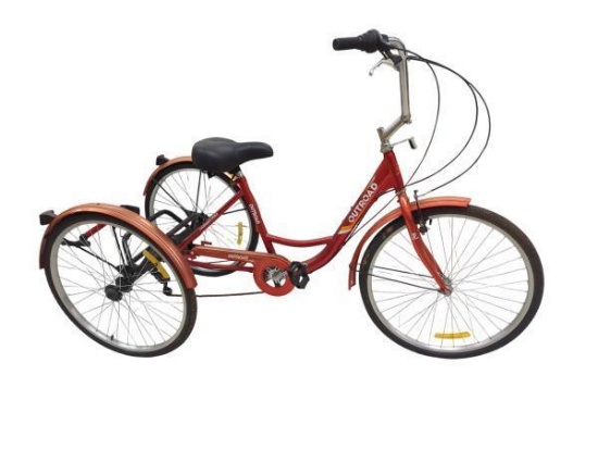 Outroad Fashion Adult Tricycle, 3 Wheels, Copper Red and Black, Revoshift 7 Speeds, Hand Brake