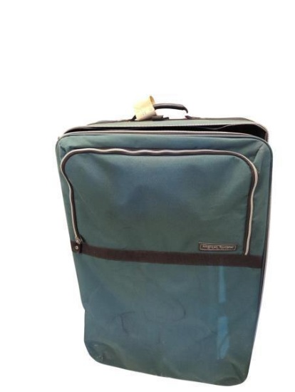 Lot of 2 American Tourister Suitcases on Wheels with Handles - One Green & One Black