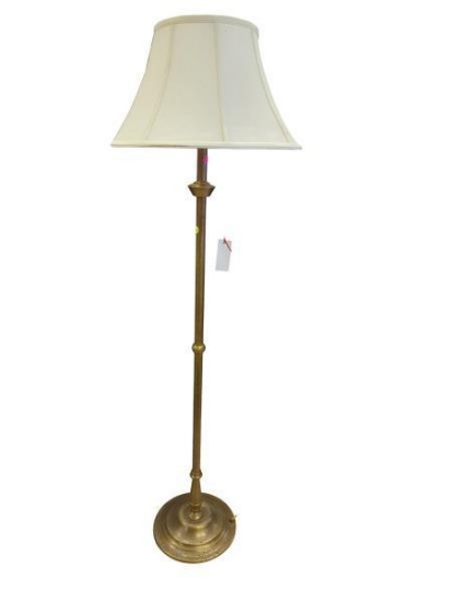 Vintage Brass Floor Lamp 58 Inches Tall With White Shade