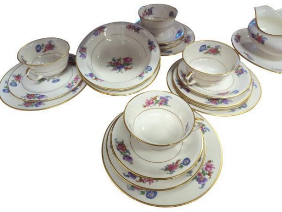 Lamberton Ivory China Plymouth Floral Design Set - Approx 32 Pieces