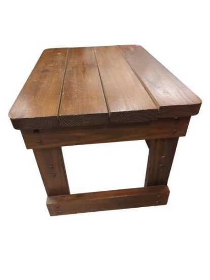 Rustic Wooden Side Table 30 in x 21 in x 19.5 in - Solid Wood Construction, Plank Design