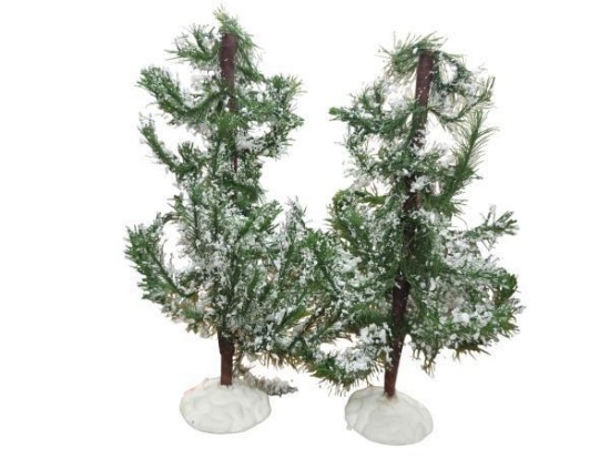 Lot of Dept. 56 Christmas Village Bristle Trees, Lemax Christmas Bridge and More
