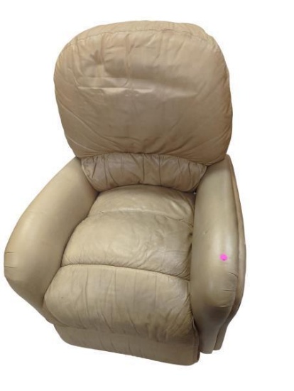 Tan Faux Leather Recliner with Hidden Handle, 31 in x 24 in x 37 in