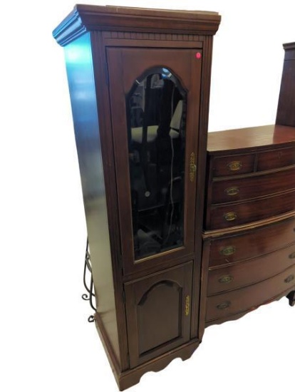 Curio Display Lighted Cabinet with Glass Door and Bottom Storage - Wooden Furniture 20.5 in x 20 in