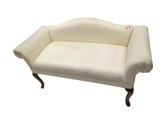 Queen Anne Rolled Arm Love Seat 49 in x 16 in x 28.5 in - Elegant Upholstered Settee with Wooden