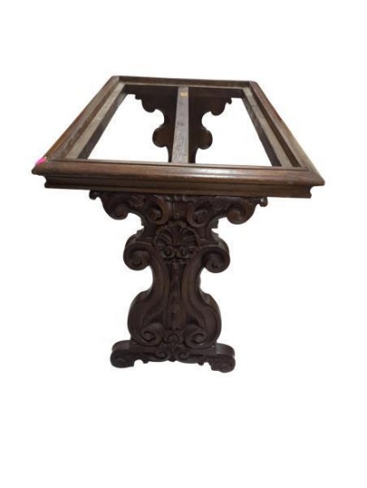 Vintage Decorative Carved Wooden Side Table Base - Missing Top, 26.5 in x 17.5 in x 20.5 in