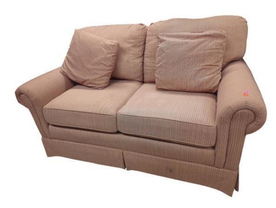 C. R. Laine Furniture Striped Loveseat with Cushions 58 in x 33 in x 34.5 in