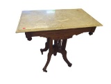 Antique Wooden Table with Marble Top