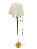 4 Light Gold Tone Floor Lamp with White Shade, 58 Inches Tall
