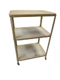 Vintage White Metal Three Tier Rolling Utility Cart 20 in x 15 in x 29.5 in