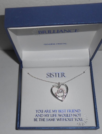 BEAUTIFUL SILVER WITH CRYSTAL SISTER NECKLACE ALL ITEMS ARE SOLD AS IS, WHERE IS, WITH NO GUARANTEE