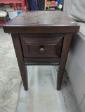 Wooden Side Table with Single Drawer and Knob Handle