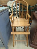 Wooden High Chair With Spindle Back