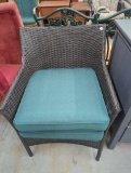 StyleWell Wicker Patio Chair with Teal Cushions