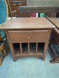 Wooden Side Table with Drawer and Dividers
