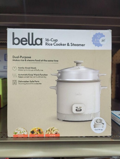 Bella 16-Cup Rice Cooker and Steamer in Open Box