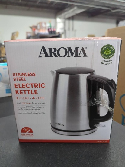 Aroma Stainless Steel Electric Kettle, 1-Liter