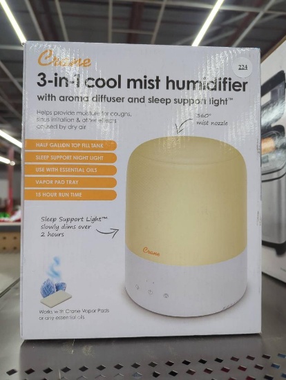 Crane 3-in-1 Cool Mist Humidifier with Aroma Diffuser